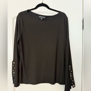INC Black Blouse, gold grommets